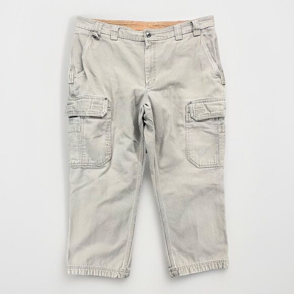 Duluth Trading Fire Hose Cargo Pants Mens Size 42x28 Light‎ Brown Khaki - Picture 1 of 7